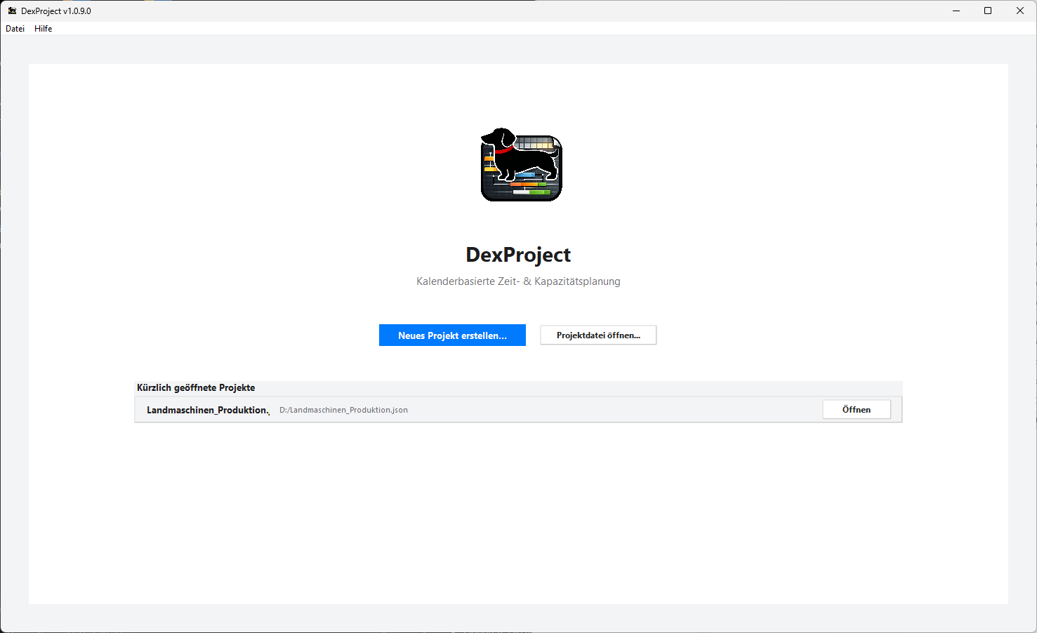 DexProject Startscreen Willkommens-Dashboard